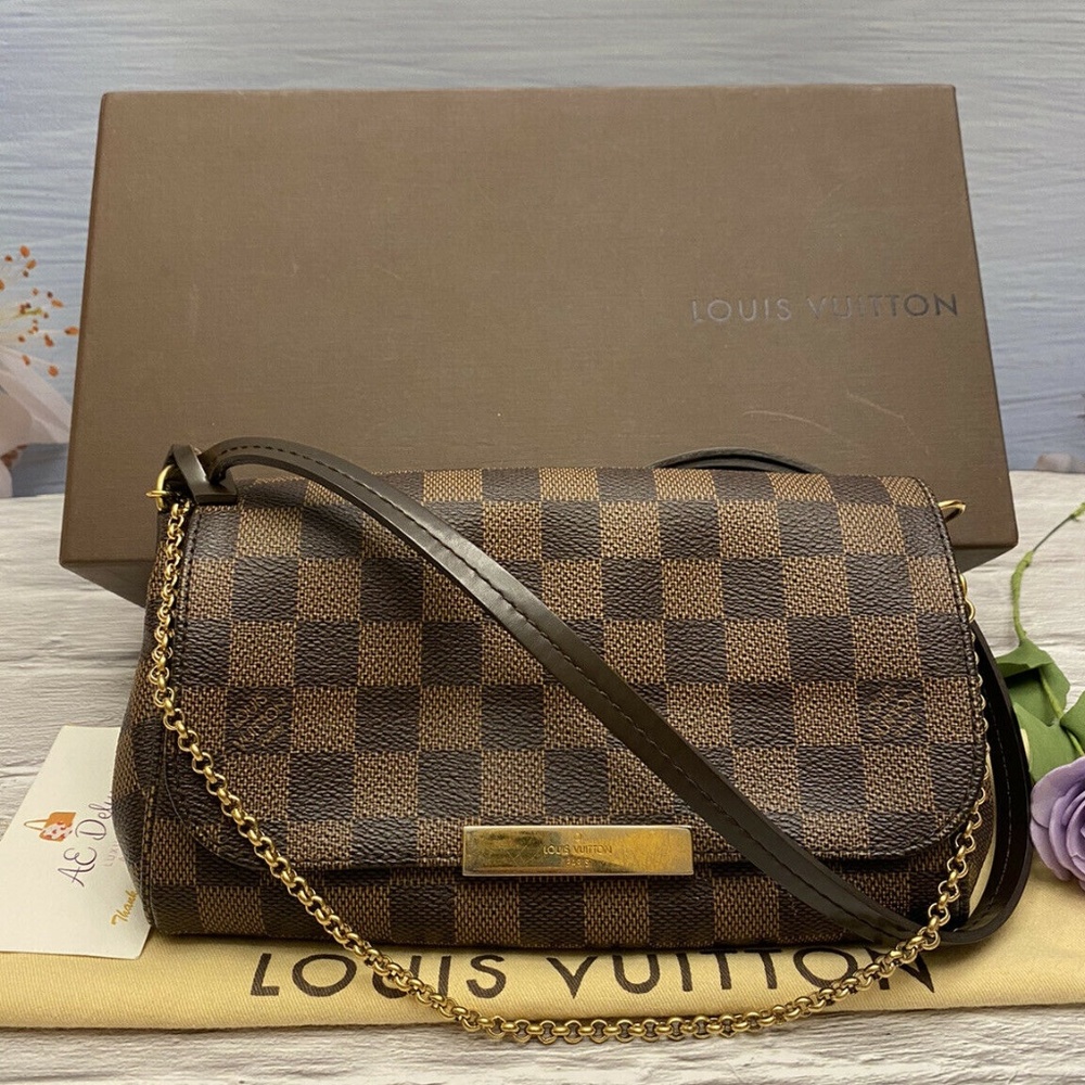 ❤️‍🩹SOLD❤️‍🩹 Favorite PM Damier Ebene Clutch Crossbody(SD2114)
